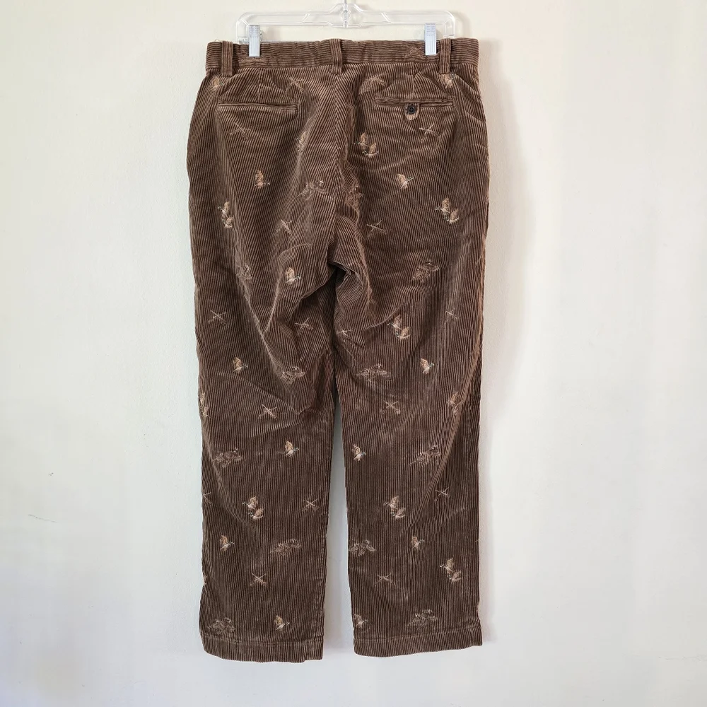 Polo Ralph Lauren Mens 33x30 Brown Corduroy‎ Pants Embroidered Hunters Ducks